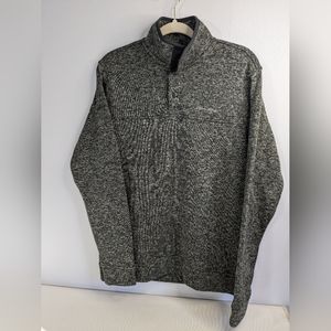 Eddie Bauer Men's Fleece Grey pullover 1/2 snap Med H-1
